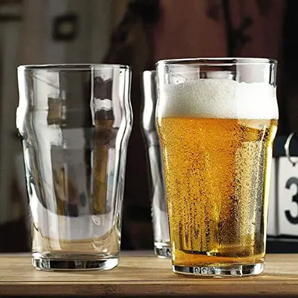 Pint Glasses,20 OZ British Beer Glass,Classics Craft Beer Glass,Prime Beer Drinking Glasses Tumbler Set of 2, Pub Beer Glasses,Unique Beer Drinking Glasses Easy Stacking in The Cupboard