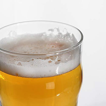 Pint Glasses,20 OZ British Beer Glass,Classics Craft Beer Glasses,Premium Beer Drinking Glasses Tumbler Set of 4, Pub Beer Glasses,Unique Design Beer Drinking Glasses Easy Stacking in The Cupboard