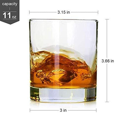 Whiskey Glasses-Premium 11 OZ Scotch Glasses Set of 6 /Old Fashioned Whiskey Glasses/Perfect Gift for Scotch Lovers/Style Glassware for Bourbon/Rum glasses/Bar whiskey glasses,Clear