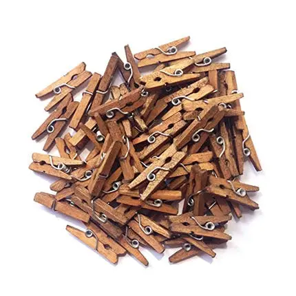 LWR CRAFTS Wooden Mini Clothespins 100 Per Pack 1" 2.5cm (Jacobean)