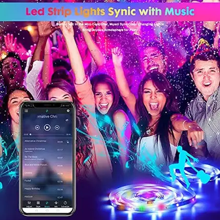 65.6ft Led Lights for Bedroom,Ultra Long Smart Music Sync LED Strip Lights Bluetooth APP Control with 44 Keys Remote ,RGB Color Changing Led Lights for Room Kitchen Christmas Party Home Decoration