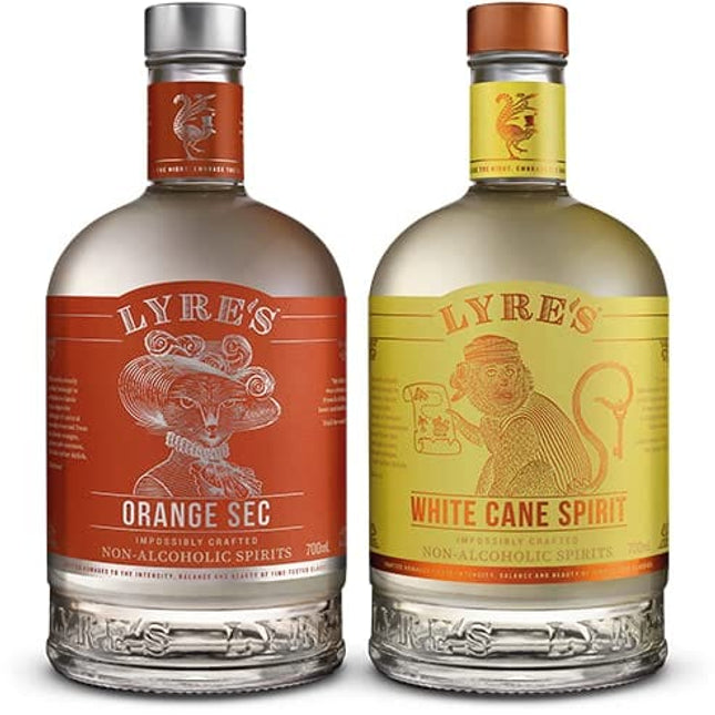 Lyre's Cosmopolitan Set - Non-Alcoholic Spirit Set (Pack of 2) | Ora4nge Sec (Triple Sec Style) & White Cane (White Rum Style) | Award Winning | 23.7 Fl Oz x 2