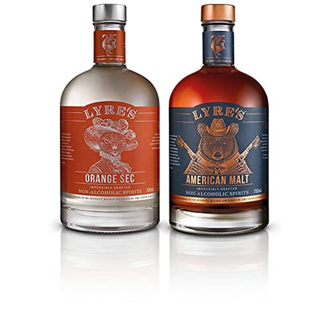 Lyre's Lynchburg Set - Non-Alcoholic Spirit Set (Pack of 2) | Orange Sec (Triple Sec Style) & American Malt (Bourbon Style) | Award Winning | 23.7 Fl Oz x 2