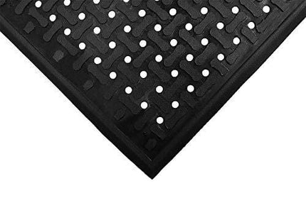 Comfort Flow | Commercial-Grade Drainable Anti-Fatigue Mat for Wet Areas, Slip Resistant, Chemical Resistant, Welding Safe, Grease and Oil Proof, (Black, 4' x 6')