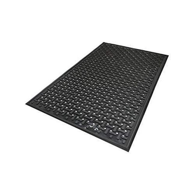 Comfort Flow | Commercial-Grade Drainable Anti-Fatigue Mat for Wet Areas, Slip Resistant, Chemical Resistant, Welding Safe, Grease and Oil Proof, (Black, 4' x 6')