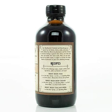 MacSweeties Cocktail Syrups & Bitters - Root Beer Cocktail And Soda Syrup Flavor - Premium Cocktail Mix For a Root Beer Fizz - Simple Syrup for Cocktails - 236ml / 8 Ounce Bottle