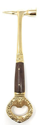 Madison Bay Company Polished Brass Ice Pick, Hammer and Bottle Opener, 3 In 1 Bar Tool, 7.25 Inches Long