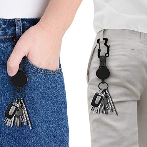2Pack Heavy Duty Retractable Badge Holder Reel, Will Well Metal ID Badge  Holder with Belt Clip Key Ring for Name Card Keychain