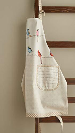 Maison d' Hermine Birdies on Wire 1 Piece 100% Cotton Apron with an Adjustable Neck & Two Side Pockets with Long Ties for Women/Men Chef (27.50"x31.50")