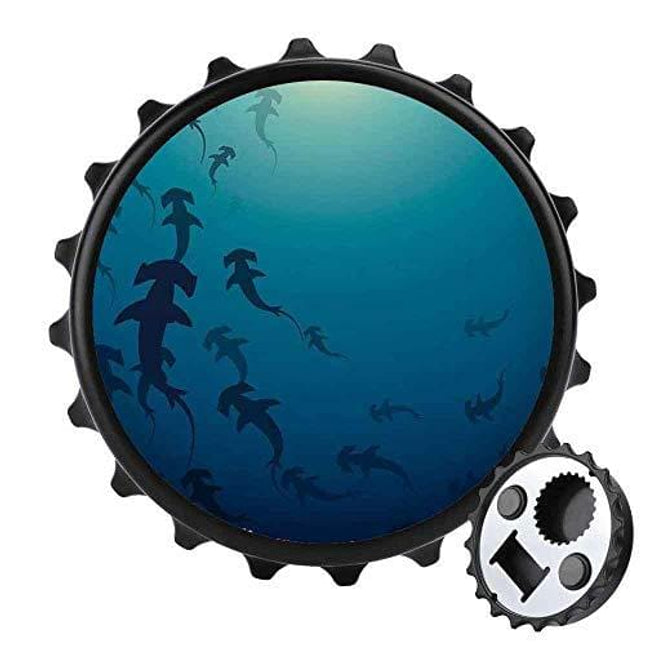Bottle Opener,Hammerhead Shark Ocean Dangerous Wild Nature Beer Openers,Fridge Magnet，Home and Office Decoration Magnetic Sticker 3.1in