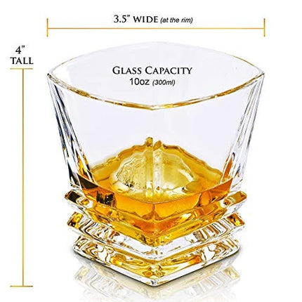 Maketh The Man Crystal Whiskey Glass Set of 2.10oz Bourbon Glass Set for Men. Double Old Fashioned Glass for Scotch Whisky & Other Liquor. Art Deco Rocks Glasses