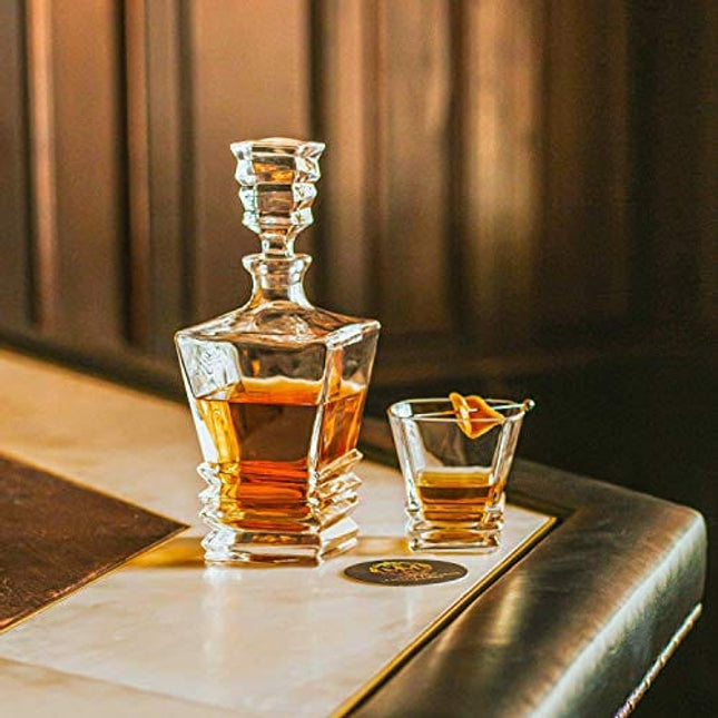 Maketh The Man Crystal Whiskey Glass Set of 2.10oz Bourbon Glass Set for Men. Double Old Fashioned Glass for Scotch Whisky & Other Liquor. Art Deco Rocks Glasses