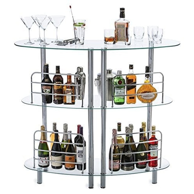 Mango Steam Contemporary Modern Home Liquor Bar Catalina Table Tempered Glass