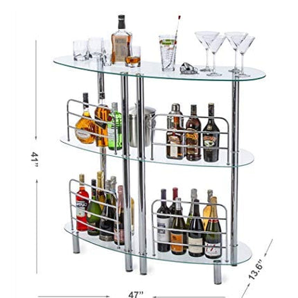 Mango Steam Contemporary Modern Home Liquor Bar Catalina Table Tempered Glass
