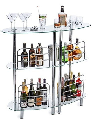 Mango Steam Contemporary Modern Home Liquor Bar Catalina Table Tempered Glass
