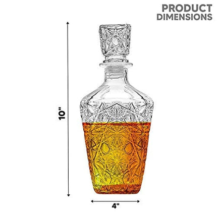 Whiskey Decanter – Elegant Liquor Decanter Set – Glass Liquor Bottle for Whiskey, Tequila and Brandy – Sophisticated Sparkling Design – Set of 2 Premium Decanters for Alcohol