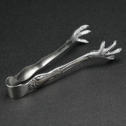 Ice Tongs For Large Ice Cubes Stainless Steel Eagle Claw Ice Tongs - 7.9 Inch Bar Tool For Ice Cubes & Serving Chicken Foot