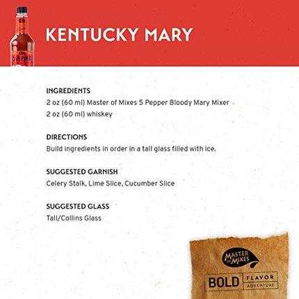 Master of Mixes 5 Pepper Extra Spicy Bloody Mary Drink Mix, Ready to Use, 1 Liter Bottle (33.8 Fl Oz), Pack of 6