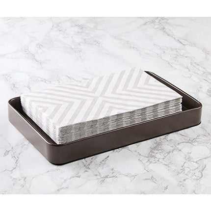 mDesign Modern Decorative Metal Guest Hand Towel Tray Holder Organizer for Disposable Paper Napkins, Jewelry, Makeup - Bathroom Vanity Sink Counter Organization - Matte Brown