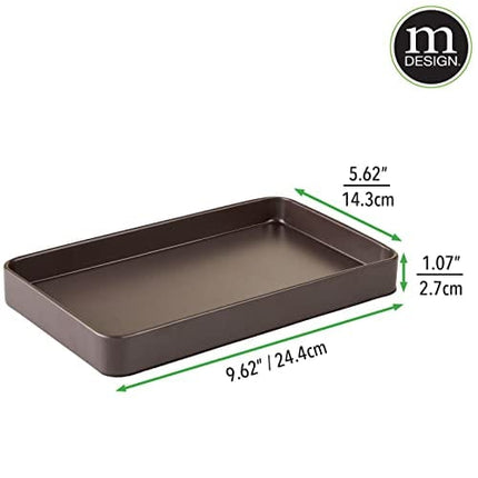 mDesign Modern Decorative Metal Guest Hand Towel Tray Holder Organizer for Disposable Paper Napkins, Jewelry, Makeup - Bathroom Vanity Sink Counter Organization - Matte Brown