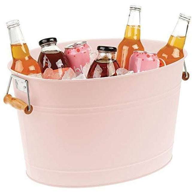 Tin Bucket Oval Galvanized Tub Metal Beverage Tub Wine Beer Bottle Bucket  Wine Ice Holder Portable Party Drink Chiller Oval Storage Bucket Bin For  Sea