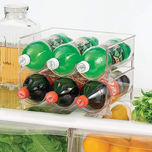 2 Pack) Clear Plastic Water Bottle Storage Organizer Bin