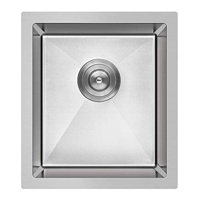 MENATT 15-inch Undermount Bar Sinks, 304 Stainless Steel Workstation Bar Prep Sinks, Single Kitchen Sink Bowl, 15" x 17" x 8"