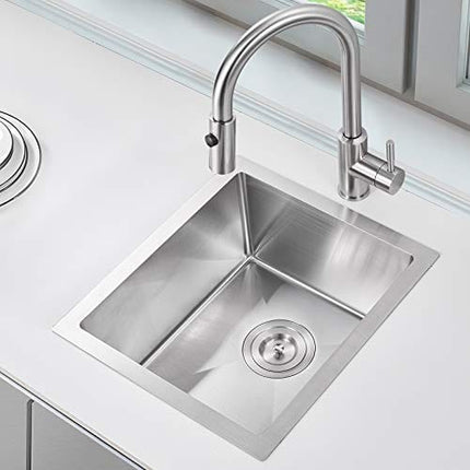 MENATT 15-inch Undermount Bar Sinks, 304 Stainless Steel Workstation Bar Prep Sinks, Single Kitchen Sink Bowl, 15" x 17" x 8"