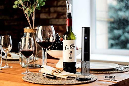 Meridia Electric Wine Opener Set with Charger - Automatic Rechargeable Bottle Corkscrew - Foil Cutter, Aerator Pourer, Vacuum Wine Stopper - Housewarming, Father’s Day & Birthday Gift