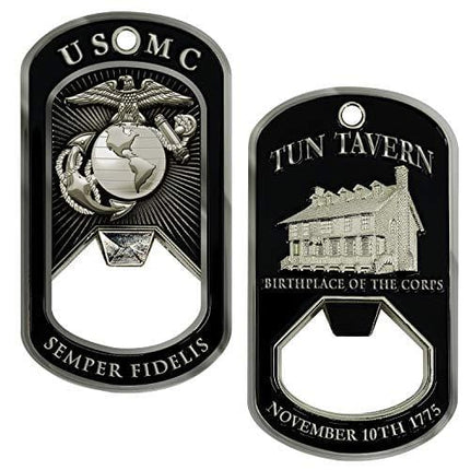 USMC Tun Tavern Dog Tag Bottle Opener- Marine Corps Birthday Challenge Coin