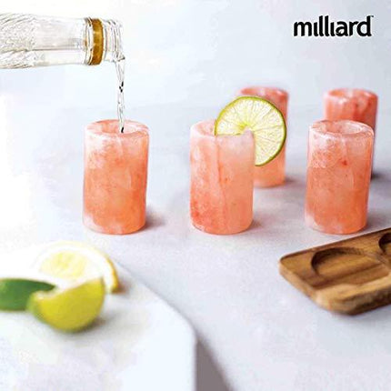 Milliard 6 Pack Premium Himalayan Salt Shot Glasses,Pink Tequila Shot Glasses, Make Drinking Tequila Simple and Easy
