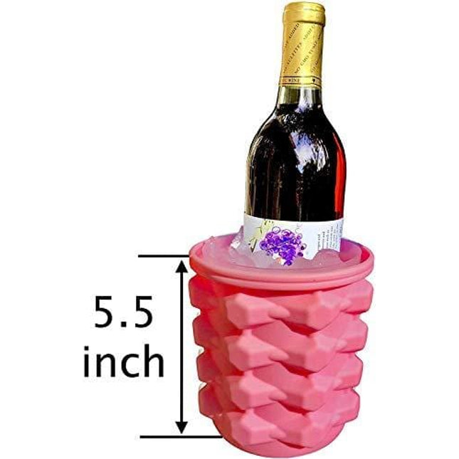 The Ultimate Mini Ice Cube Maker Pink Silicone Bucket Ice Mold and Storage Bin, Portable 2 in 1 Ice Cube Maker, Small Ice Container Makes Frozen Ice Cubes, Craft Ice, Closed Ice Cube Tray, Round