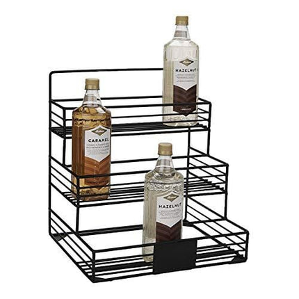 Mind Reader Iron, Wire Compartment Organizer, Storage for Syrup, Wine, Dressing, Black-12 Capacity, One Size, 12 Bottle Holder