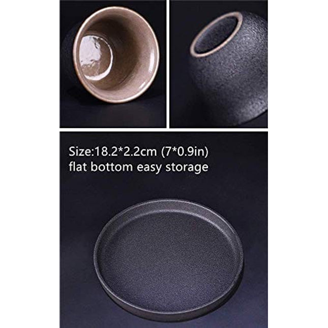 MIRUIKE Sake 9-Piece Set Japanese Sake Cup Set with Warmer Black Ceramic for Home Gift for Halloween Thanksgiving Christmas