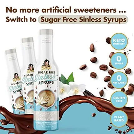 Miss Mary's Madagascar Vanilla Sugar Free Coffee Syrup- Natural and Organic ingredients, Zero Carbs, Keto Friendly, No Artificial Anything.