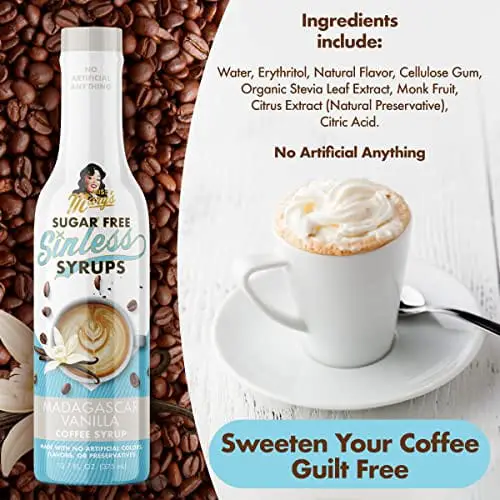 Mocha Sugar Free Sinless Syrups  Naturally Sugar Free Coffee Syrup – Miss  Mary's Mix