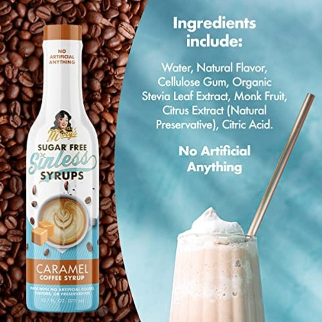 Miss Mary’s Sinless Syrups Classic Collection - Sugar Free Coffee Syrup, No Sugar, Keto Friendly, Plant Based, Natural Ingredients, No Artificial Sweetener, Madagascar Vanilla, Caramel, Mocha, 3 Pack