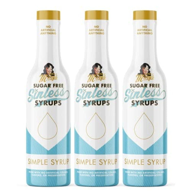Miss Mary’s Sugar Free Simple Syrup - No Artificial Ingredients, Keto Friendly, Plant Based/Vegan, Diabetic Friendly, Gluten-free, Flavoring for Coffee, Tea, Cocktails, Baking, Sauces, 3 Pack