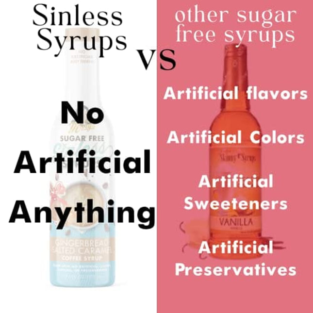 Sugar Free Spiced Vanilla Sinless Syrup - Sugar Free, No Artificial Anything, Natural & Organic Ingredients, Coffee Tea Cocoa Dessert, Keto Friendly, Holiday Flavor, Spiced Vanilla, 1 Pack