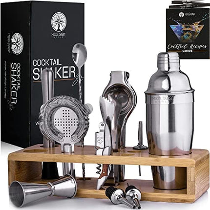 24 oz Bartender Kit with Stand - Professional Cocktail Shaker Set Mixology Home Bar Accessories Set 12 Pieces Drink Shaker with Martini Mimosa Recipes