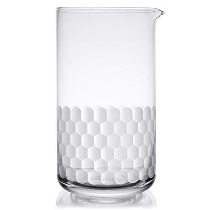 Cocktail Mixing Glass - Honeycomb Hammered Bar Mixer Pitcher for Stirred Drink - Seamless and Handcrafted of Crystal Glass, 24-ounce