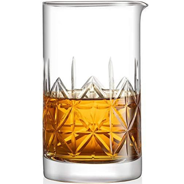Crystal Cocktail Mixing Glass bartender Beaker // 24oz Cocktail Stirring Glass with Thick Weighted Bottom // Professional Bar Beaker Mixing Glass for an Awesome Mixing Experience