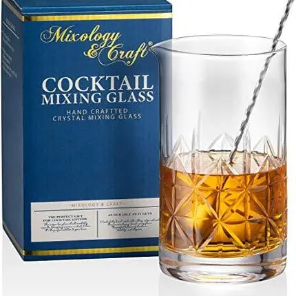 Crystal Cocktail Mixing Glass bartender Beaker // 24oz Cocktail Stirring Glass with Thick Weighted Bottom // Professional Bar Beaker Mixing Glass for an Awesome Mixing Experience