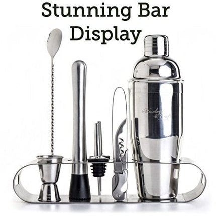 Mixology Bartender Kit: 9-Piece Bar Set Cocktail Shaker Set with Elegant Metal Stand