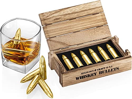 Gifts for Men Dad Husband Christmas- 4 XL Stainless Steel Whisky Ice Balls,  Special Tongs & Freezer Pouch in Luxury Gift Box for Whiskey Lovers!