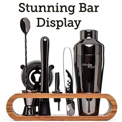 Mixology Bartender Kit: 10-Piece Bar Tool Set with Stylish Bamboo Stand | Perfect Home Bartending Kit and Martini Cocktail Shaker Set For an Awesome Drink Mixing Experience (Gun-Metal Black)