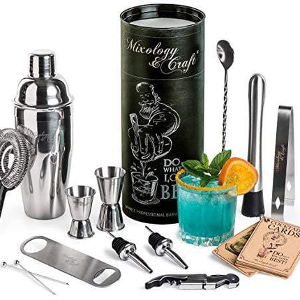 Mixology Bartender Kit: 14-Piece Cocktail Shaker Set - Bar Tool Set For Home and Professional Bartending - Martini Shaker Set with Drink Mixing Bar Tools - Exclusive Cocktail Picks and Recipes Bonus