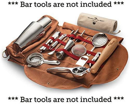 Travel Bartender Bag (Without Tools) | Best Bar Kit Bag for Carrying Your Bar Tools with Style | Professional Bartender Roll with Shoulder Strap for Perfect Storage | Mix Awesome Cocktails Anywhere