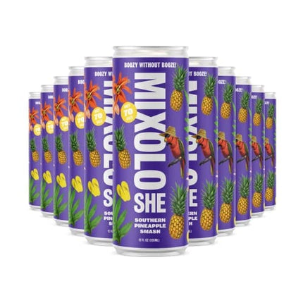 MIXOLOSHE Southern Pineapple Smash Low Calorie Non-Alcoholic Cocktail with Natural and Clean Ingredients, 12 Ounce Cans, Pack of 12