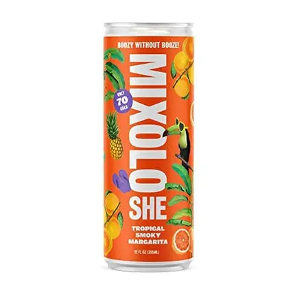 MIXOLOSHE Tropical Smoky Margarita Low Calorie Non-Alcoholic Cocktail with Natural and Clean Ingredients, 12 Ounce Cans, Pack of 12